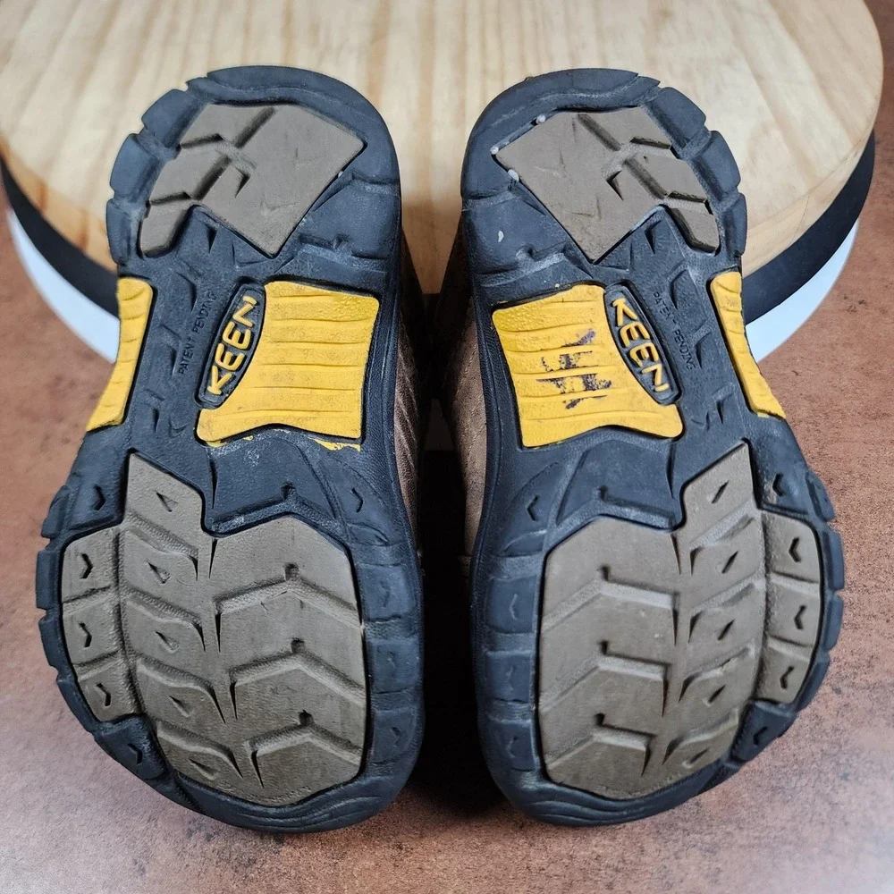 Keen Presidio Shoes Kids‎ 11 Brown Leather Hiking Trail Walking Low Toe Guard